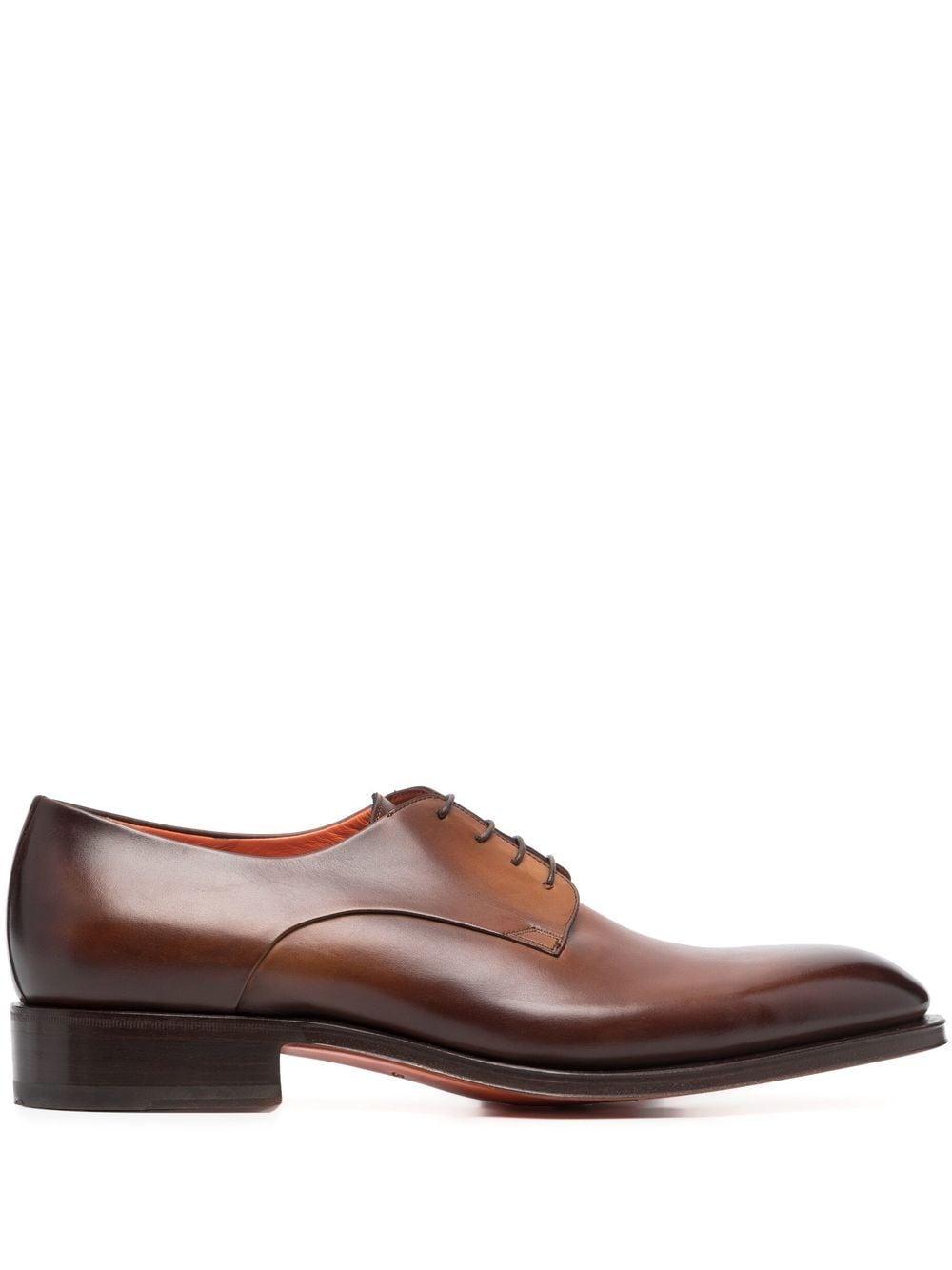 Santoni Leather Oxford Shoes in Brown 