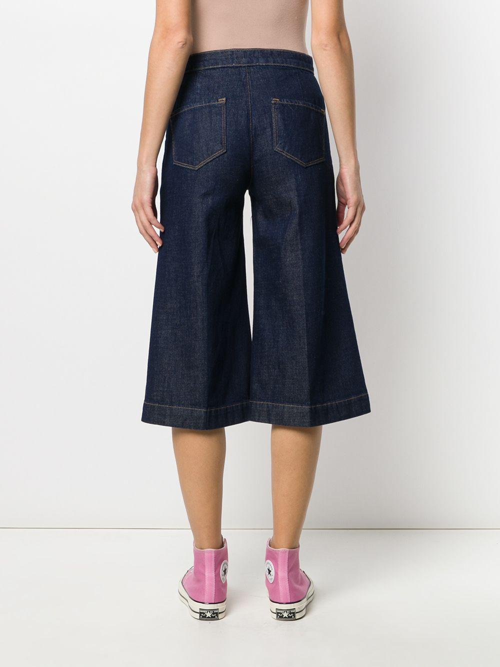 FRAME Le Culotte Cropped High-rise Wide-leg Culottes Dark Denim in Blue |  Lyst