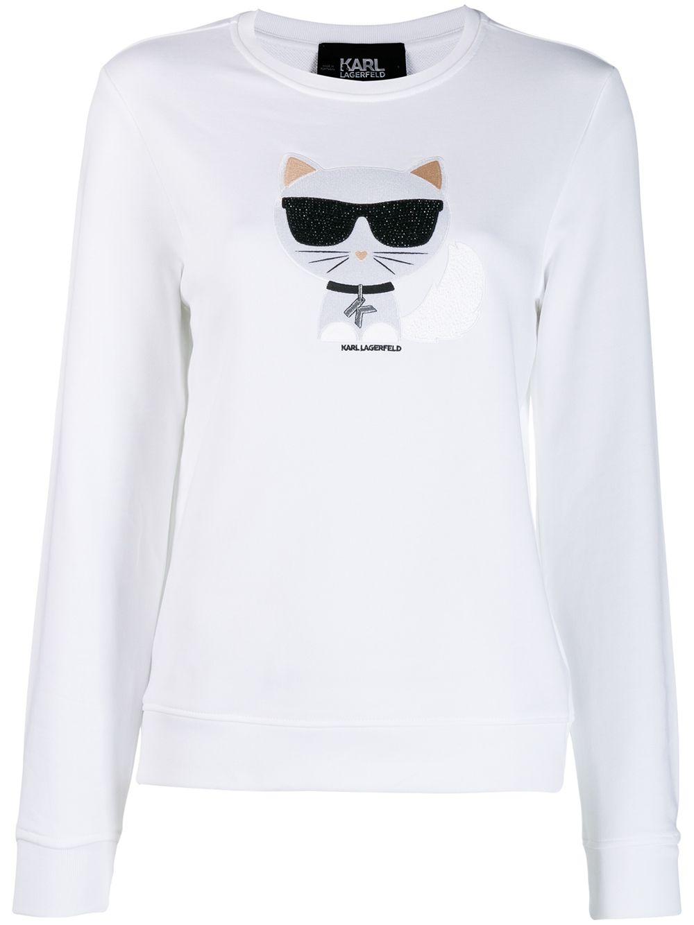Karl Lagerfeld Cotton Karl Cat Jumper in White - Lyst