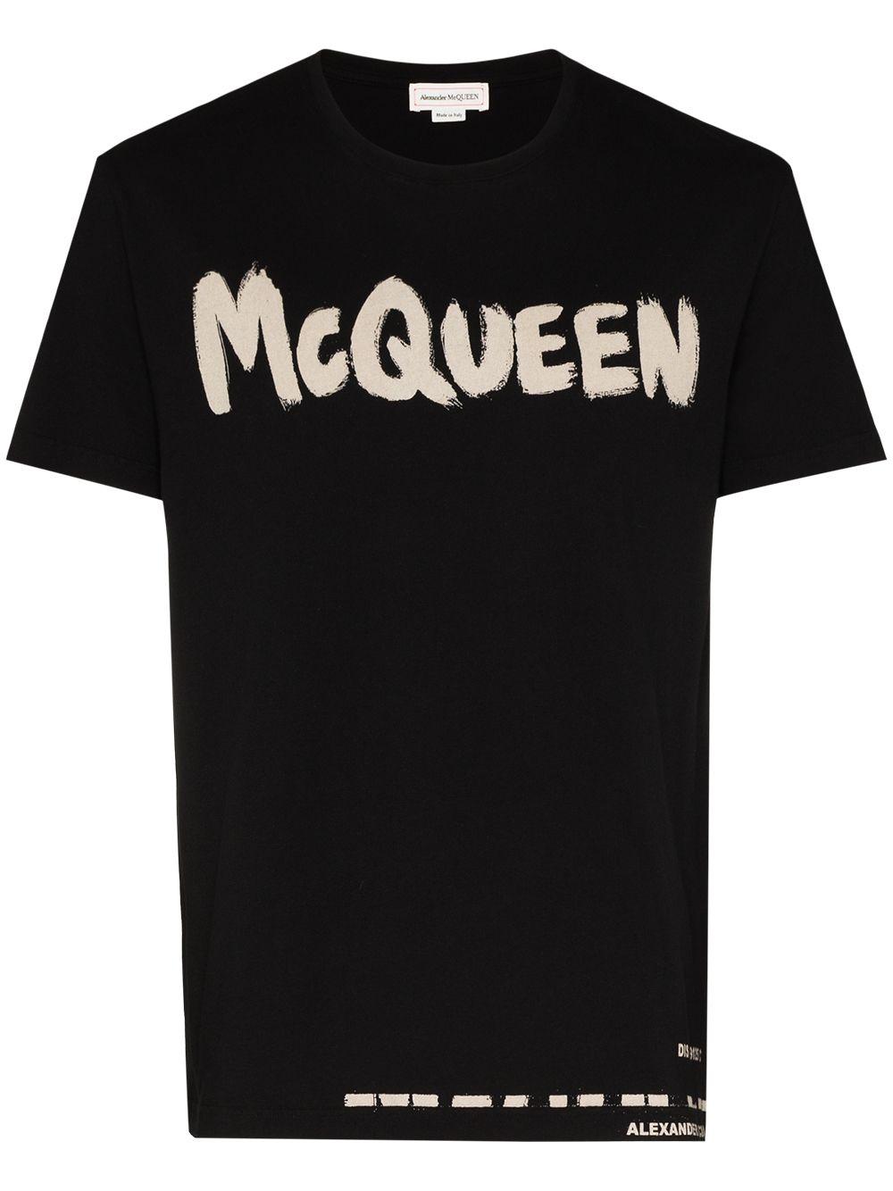 Alexander McQueen Graffiti Logo T-shirt in Black for Men - Lyst