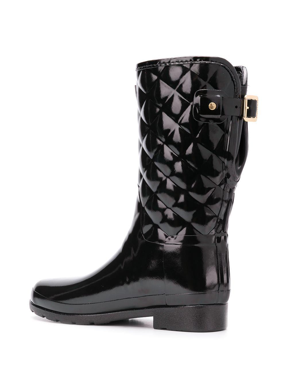 HUNTER Rubber Refined Short Quilted Wellies in Black - Lyst
