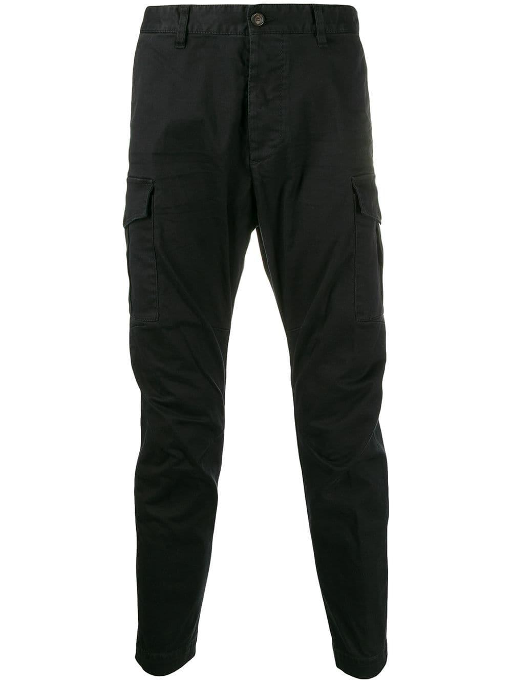 DSquared² Cotton Skinny Fit Cargo Pants in Black for Men - Lyst