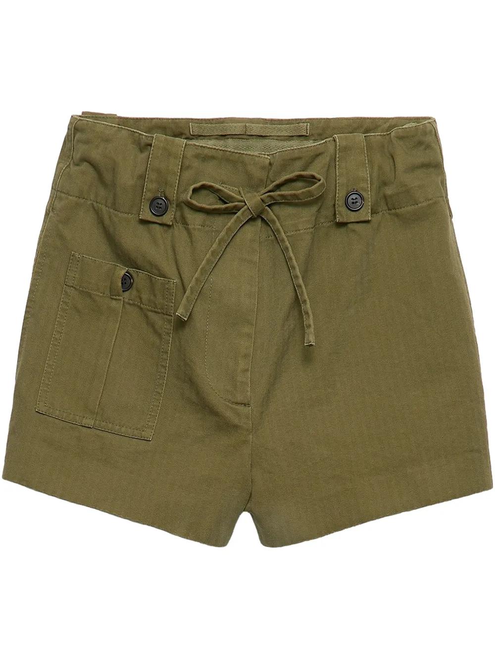 ショートパンツ PRADA Women Shorts  Burmudas P231IKSOOO14ZG F034X GREEN Prada Logo Buckle Skort Shorts In Green | ModeSens