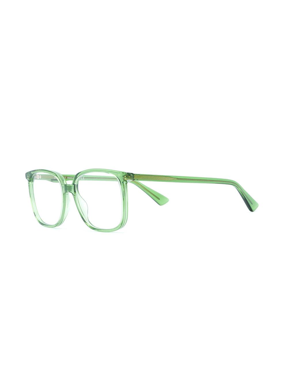 Gucci Clear Wayfarer Glasses in Green 