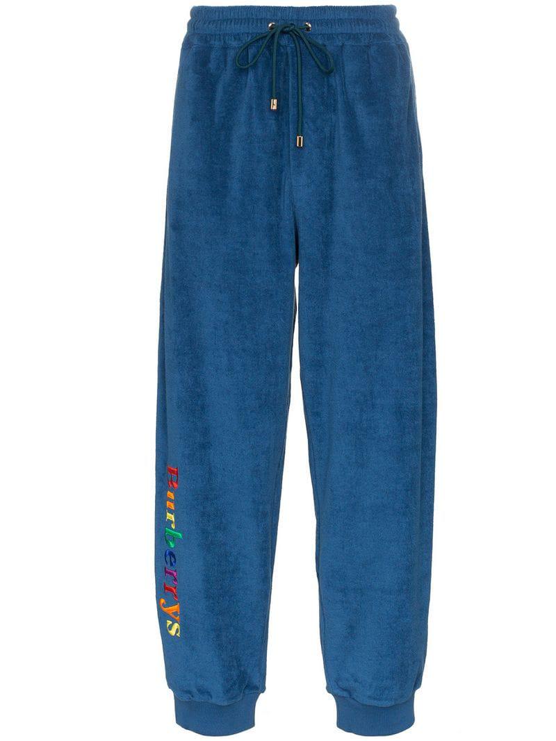 Burberry Cotton Rainbow Logo Detail Tracksuit Bottoms in Blue for Men - Lyst