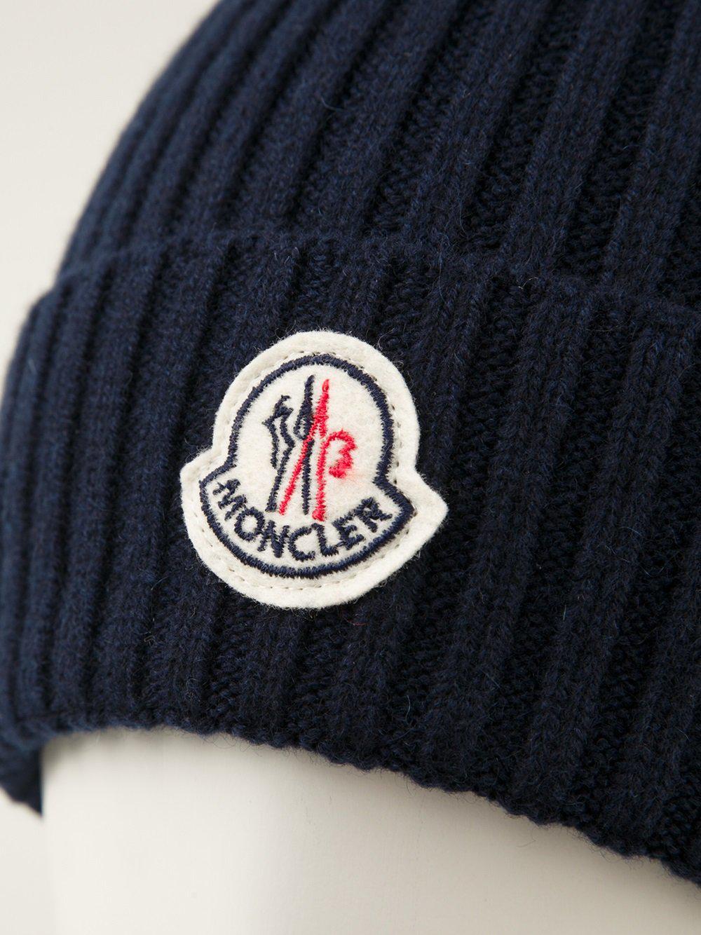 Moncler Cashmere Ribbed Hat in Blue for Men - Lyst