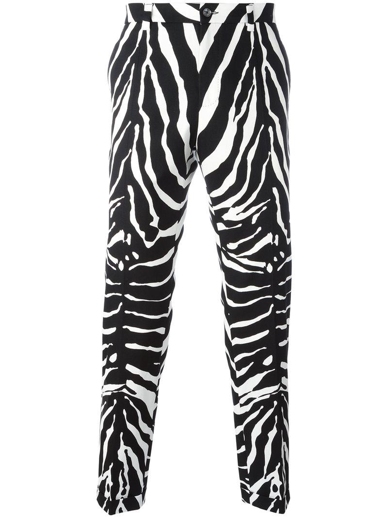 Dolce & Gabbana Cotton Zebra Print Trousers in Black for Men - Lyst