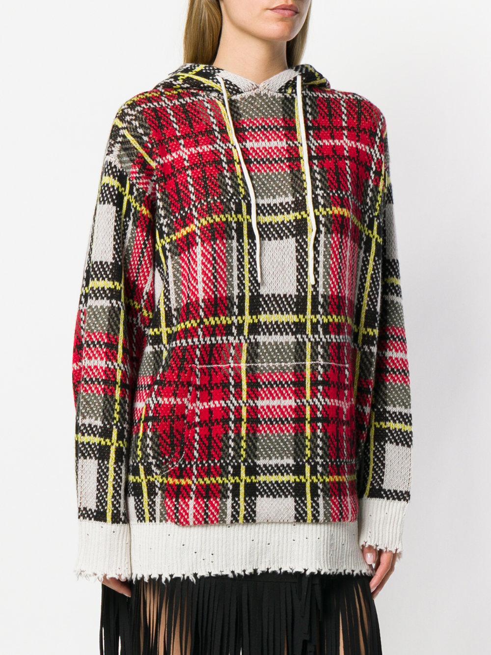 R13 Cashmere Plaid Check Hoodie in Red Lyst