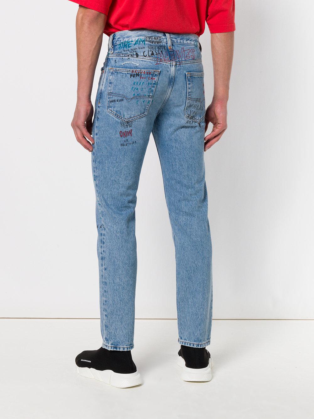 doodle print jeans