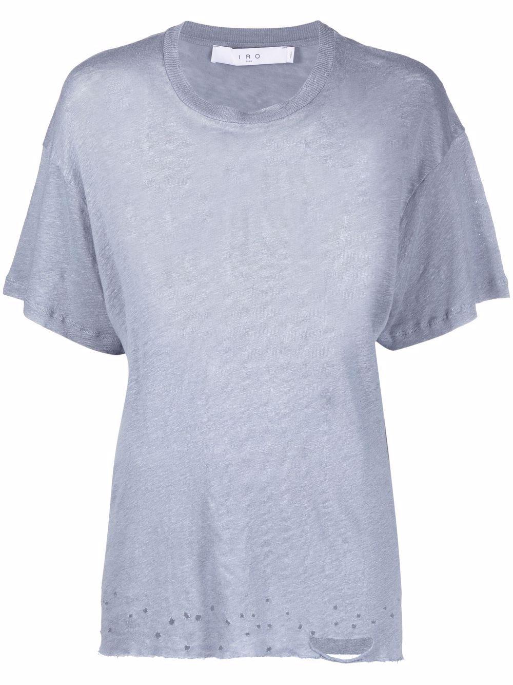 レディース ブルー パーフォレーテッド リネン Tシャツ Zdravodaste Org レディース ブルー パーフォレーテッド リネン Tシャツ Zdravodaste Org