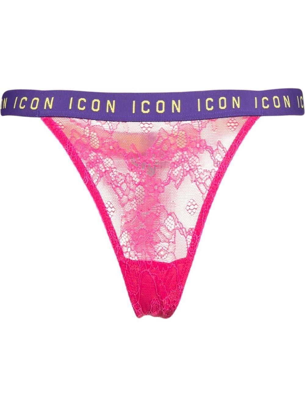 DSquared² Lace Logo-waistband Thong in Pink | Lyst