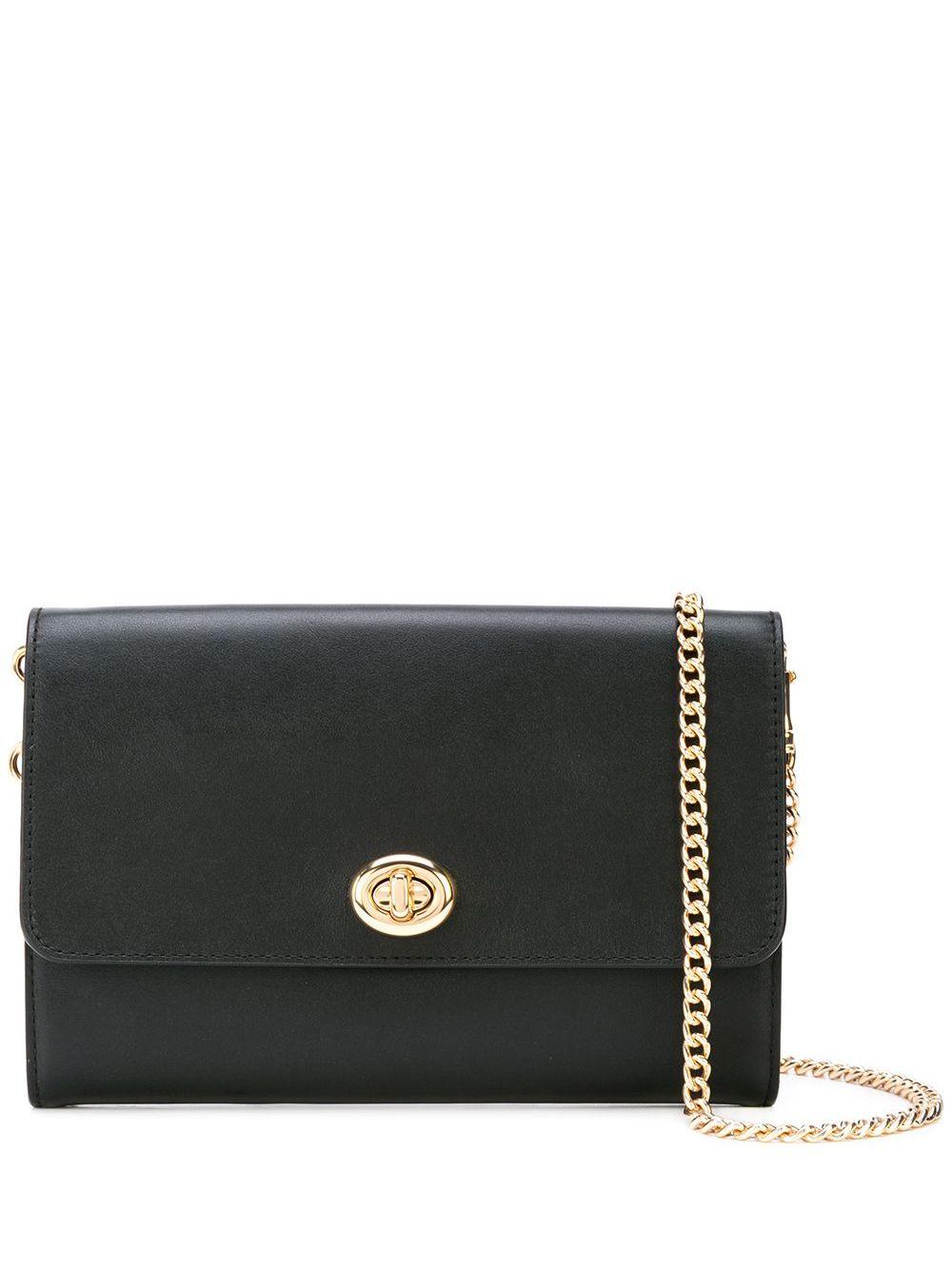 COACH Leather Marlow Turnlock Chain Crossbody in Black Lyst