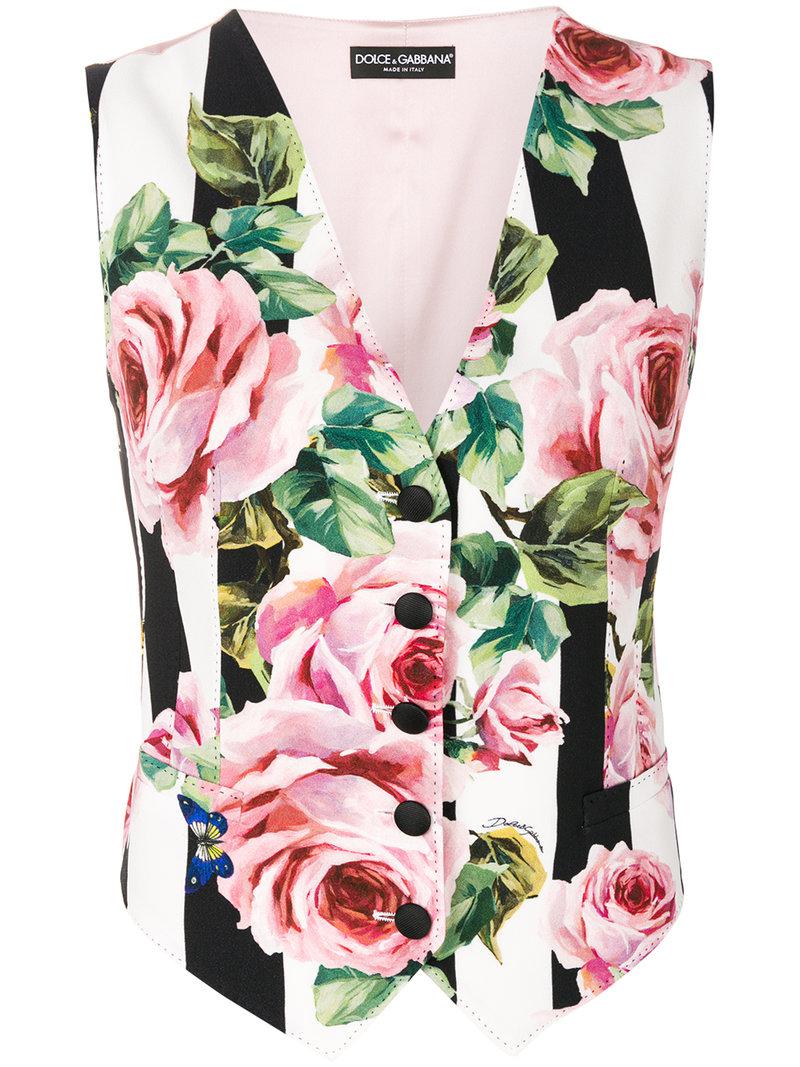 Lyst - Dolce & Gabbana Rose Print Waistcoat