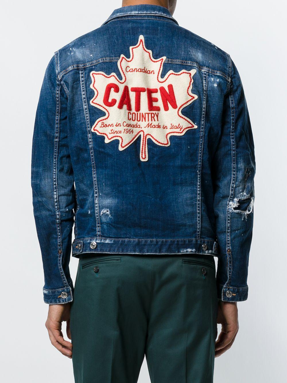 DSquared² Distressed Patch Denim Jacket in Blue for Men - Lyst