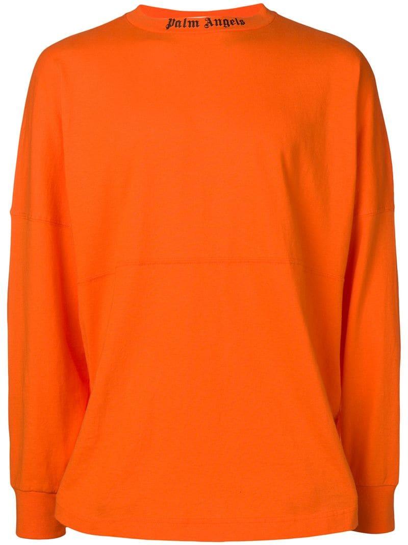 Palm Angels Cotton Logo Long-sleeve Sweatshirt in Orange for Men 