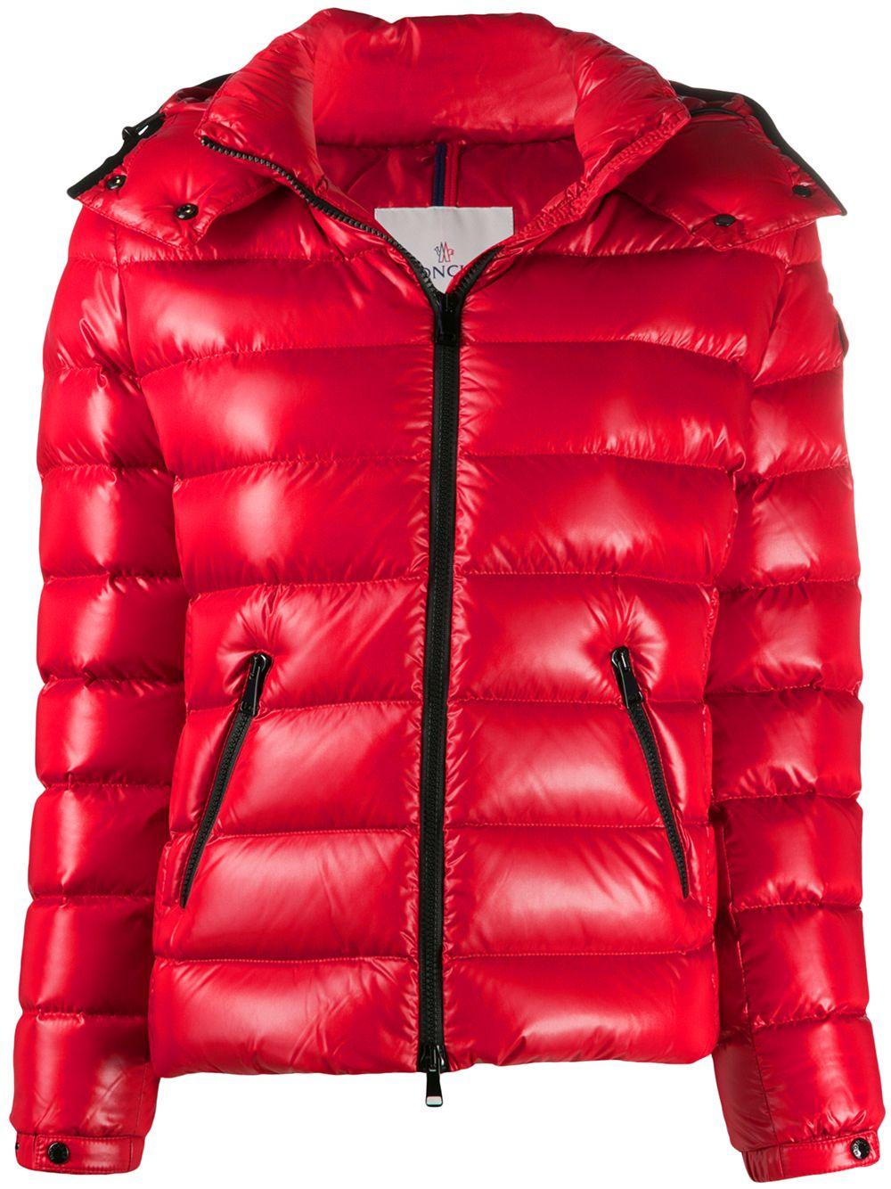 Moncler Feather-down Puffer Coat in Red - Lyst