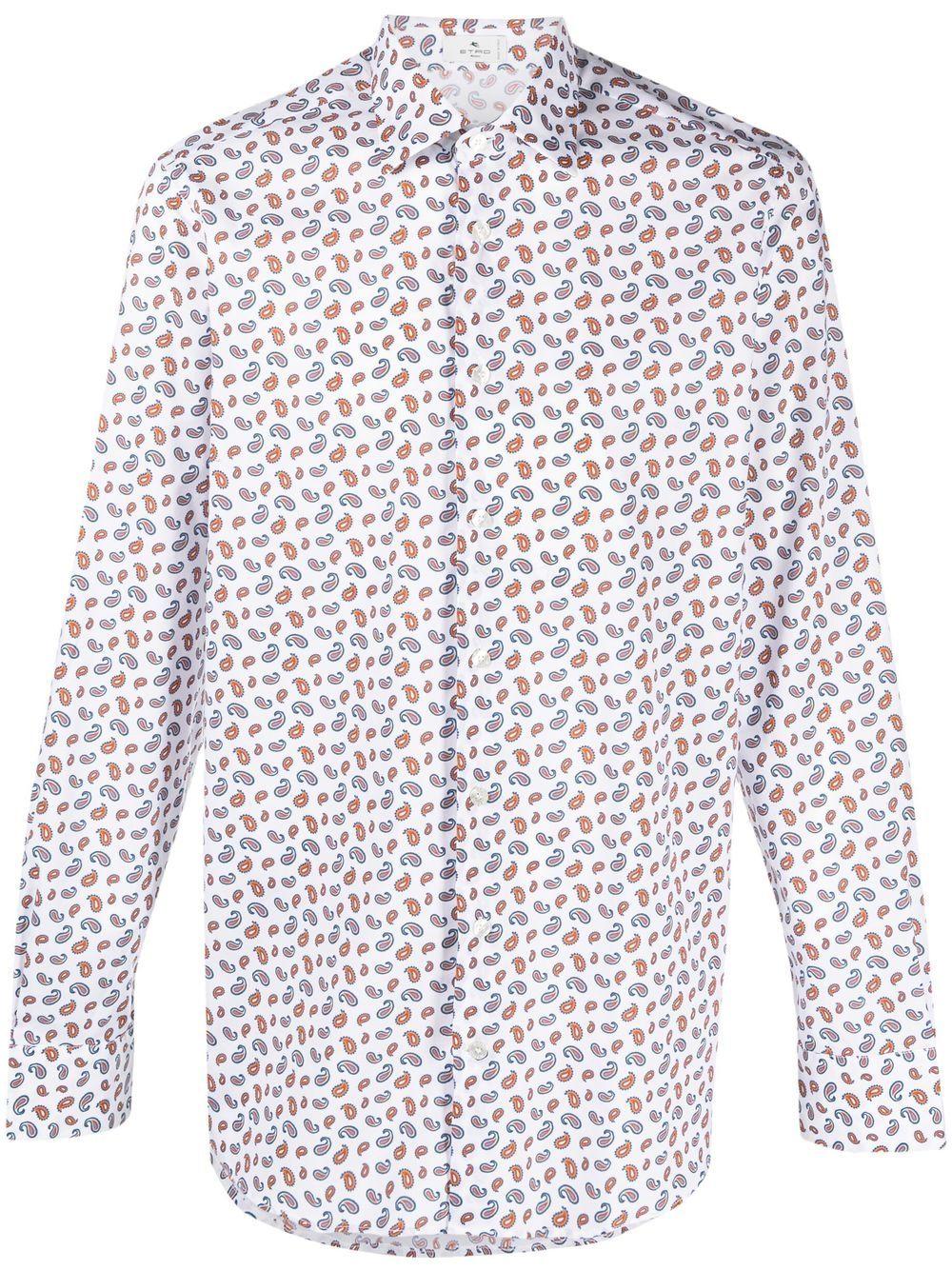 Etro Cotton Paisley-print Long-sleeve Shirt in White for Men | Lyst
