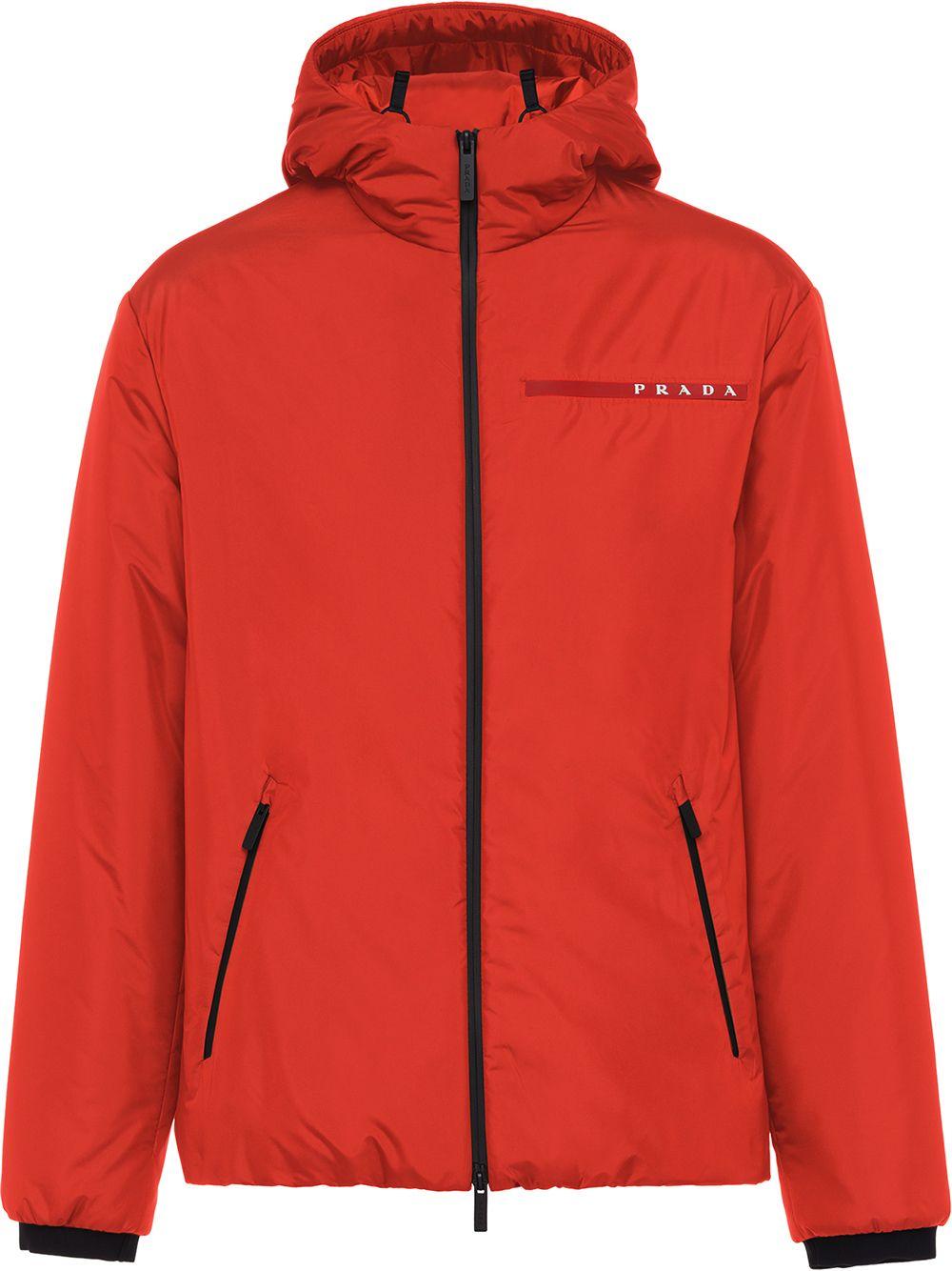 Prada Logo-stripe Technical Jacket in Red for Men - Lyst