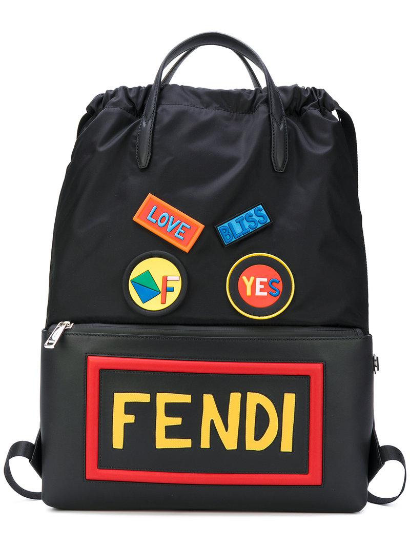 Lyst - Fendi Appliqué Backpack in Black for Men