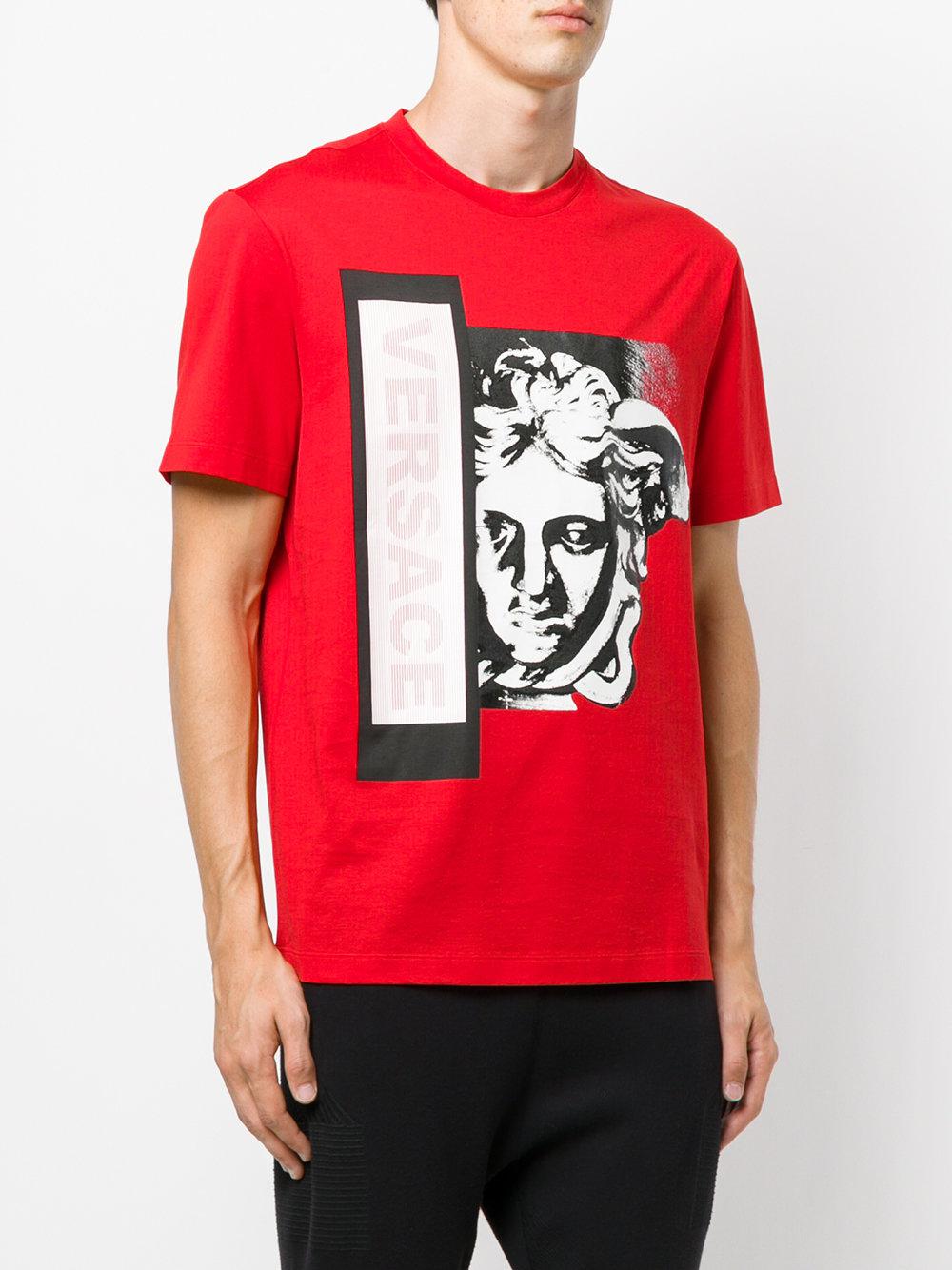 Lyst - Versace Medusa Print T-shirt in Red for Men