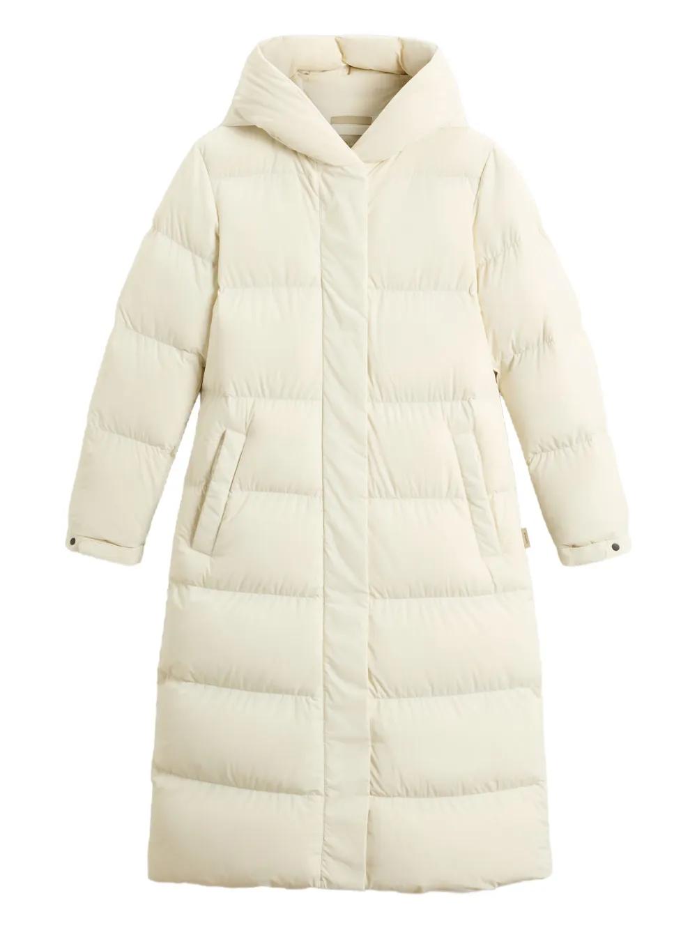 Hooded Jacket Guess Cream Puffer Coat Woolrich Long Coats And