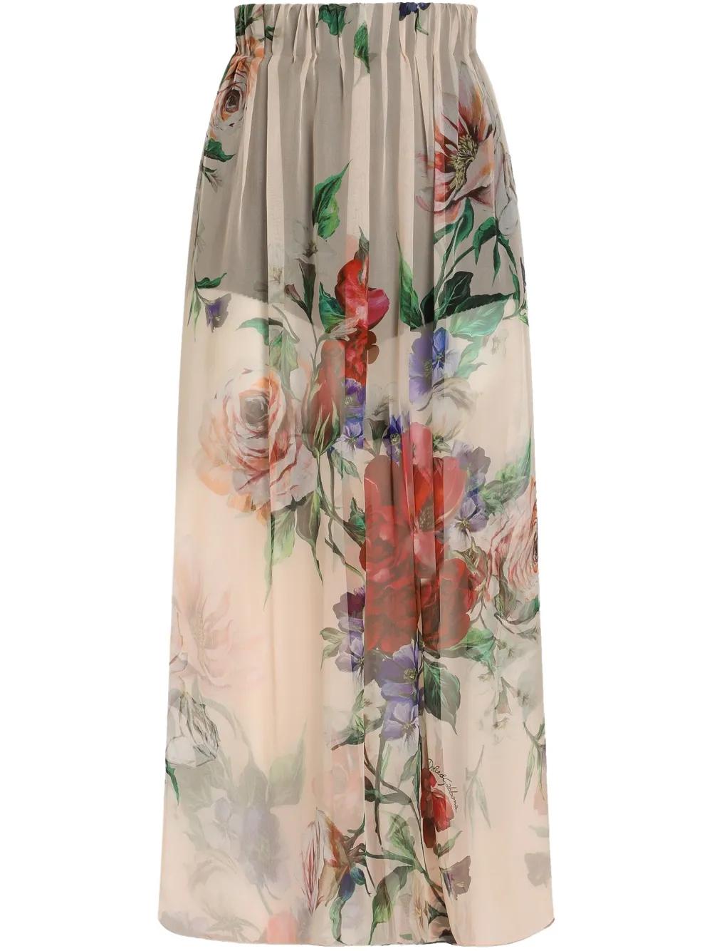 Dolce & Gabbana Silk Floral Print Skirt | Lyst Canada