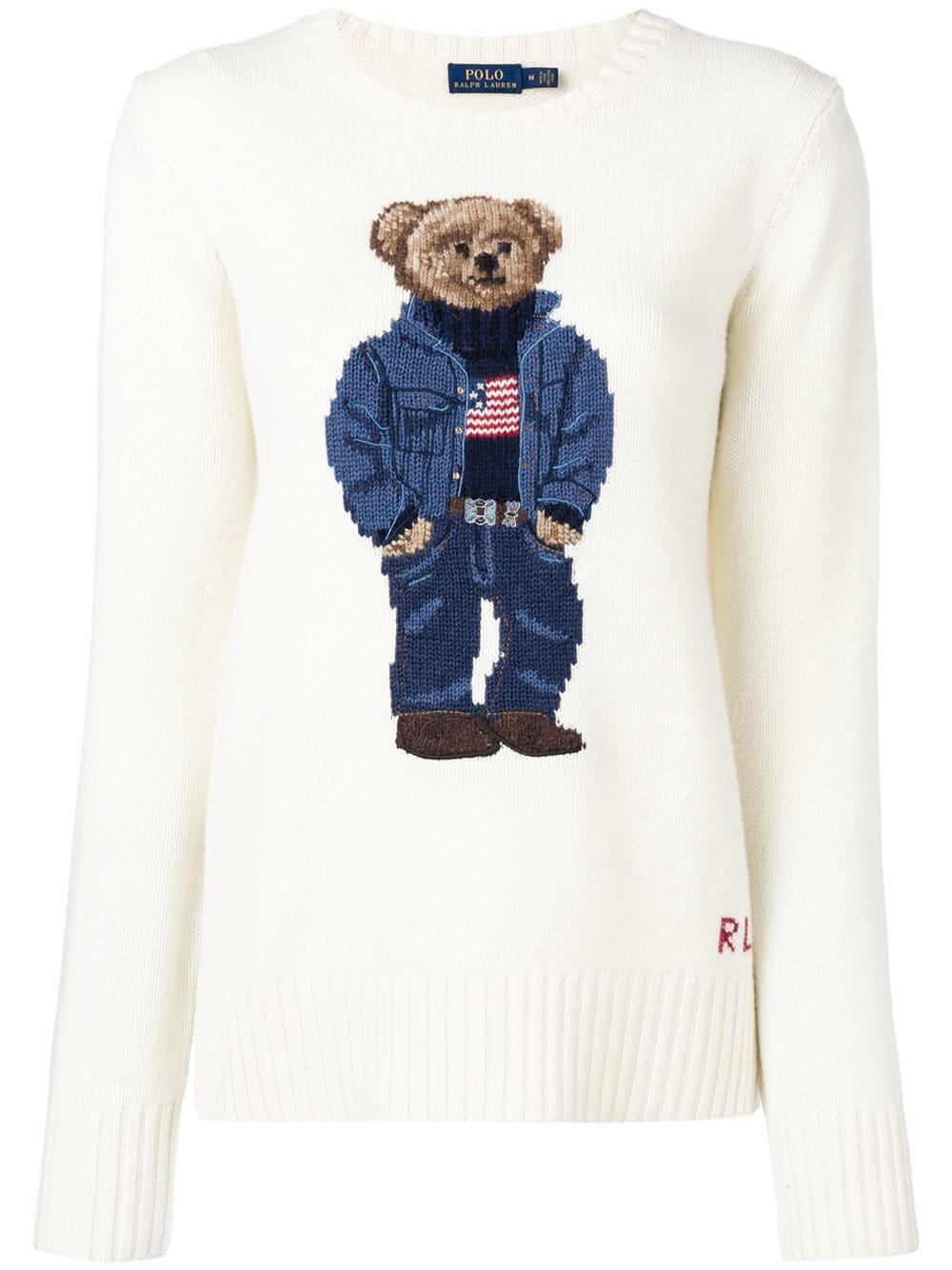 Polo Ralph Lauren Wool Teddy Bear Intarsia Sweater in Natural | Lyst Canada