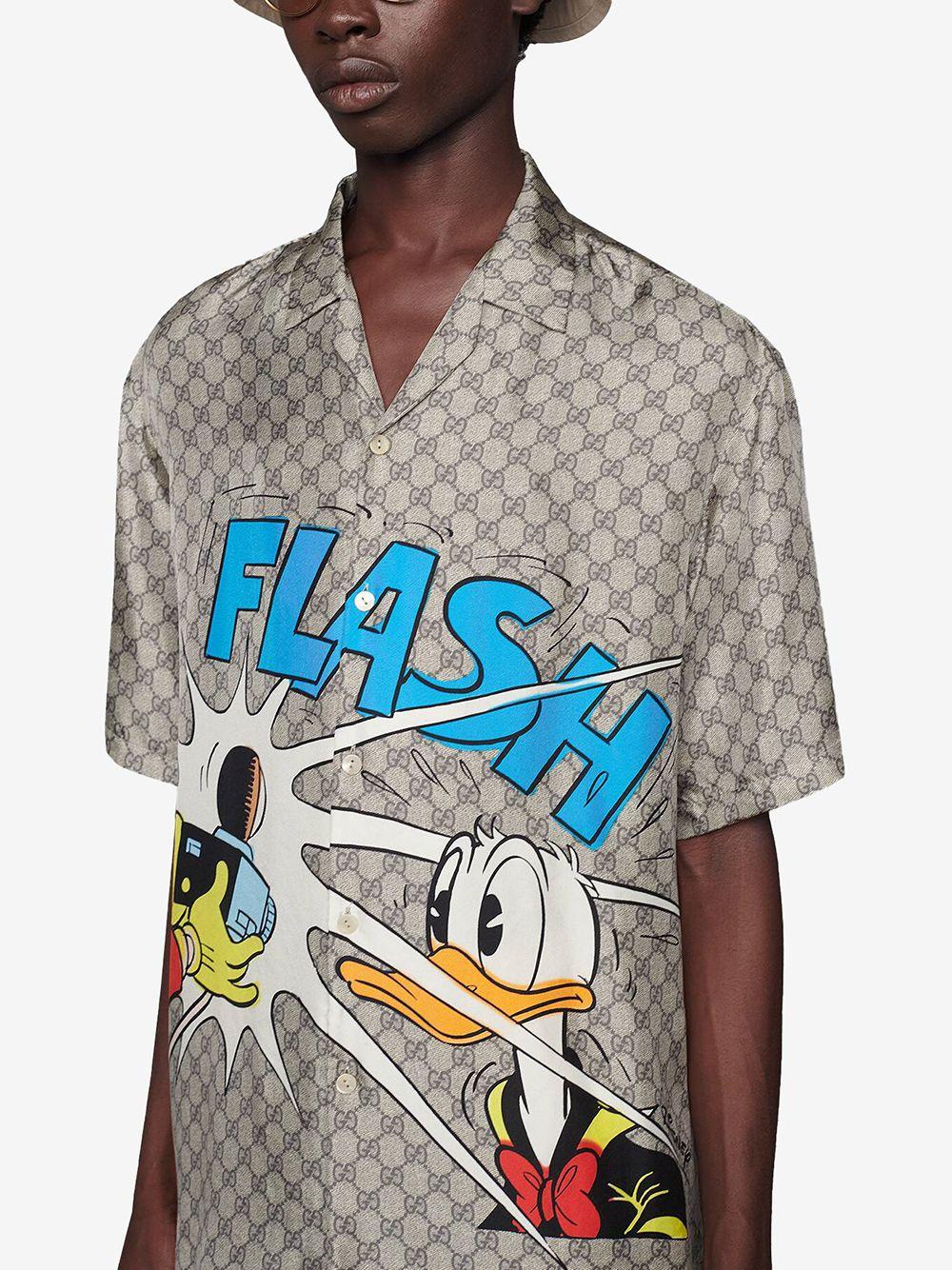 Gucci Disney Donald Duck Monogram Silk Shirt