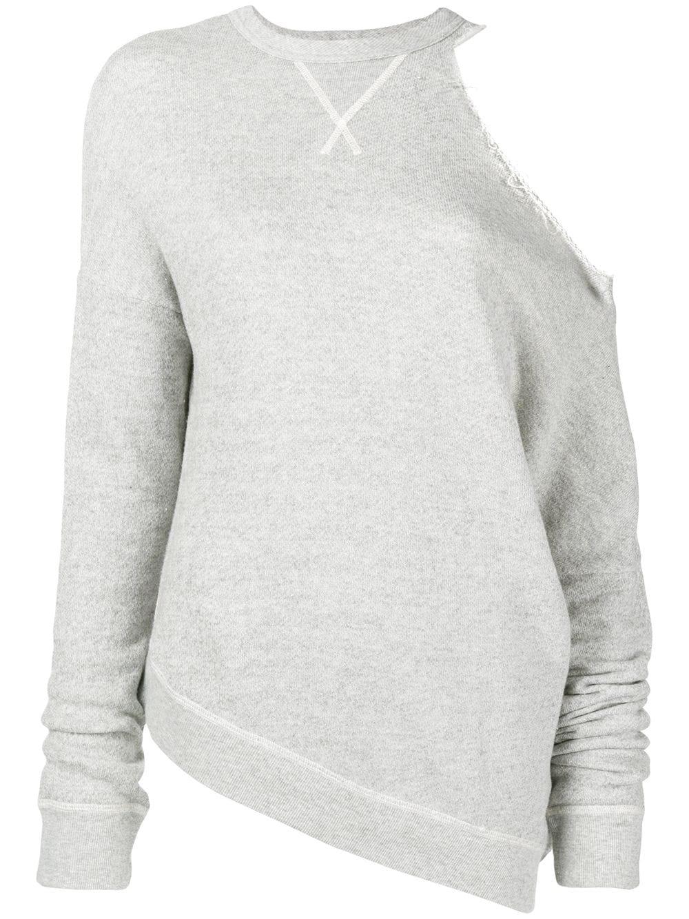 R13 Cotton Cut-out Shoulder Sweatshirt in Grey (Gray) - Lyst
