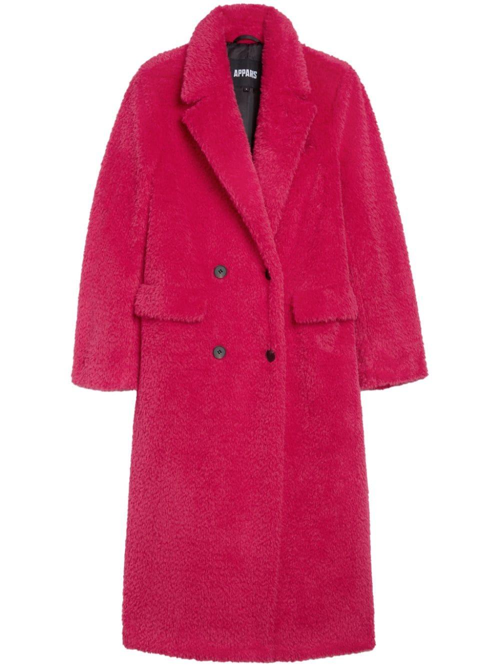 Apparis Astrid Faux fur Double breasted Coat in Red Lyst UK