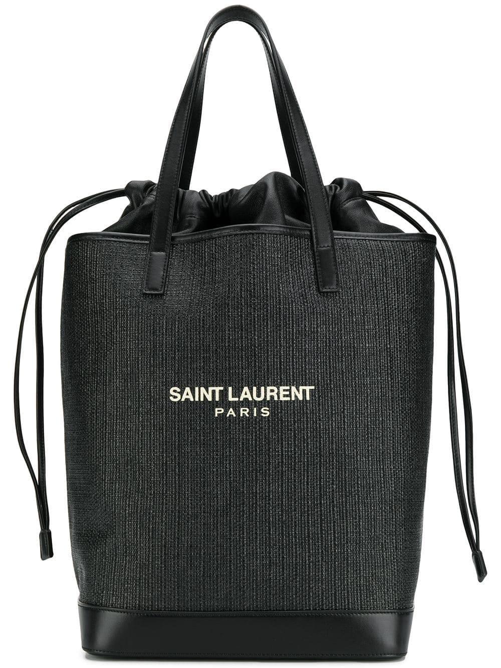 Saint Laurent Synthetic Teddy Leather-trimmed Tote Bag in Black - Save ...