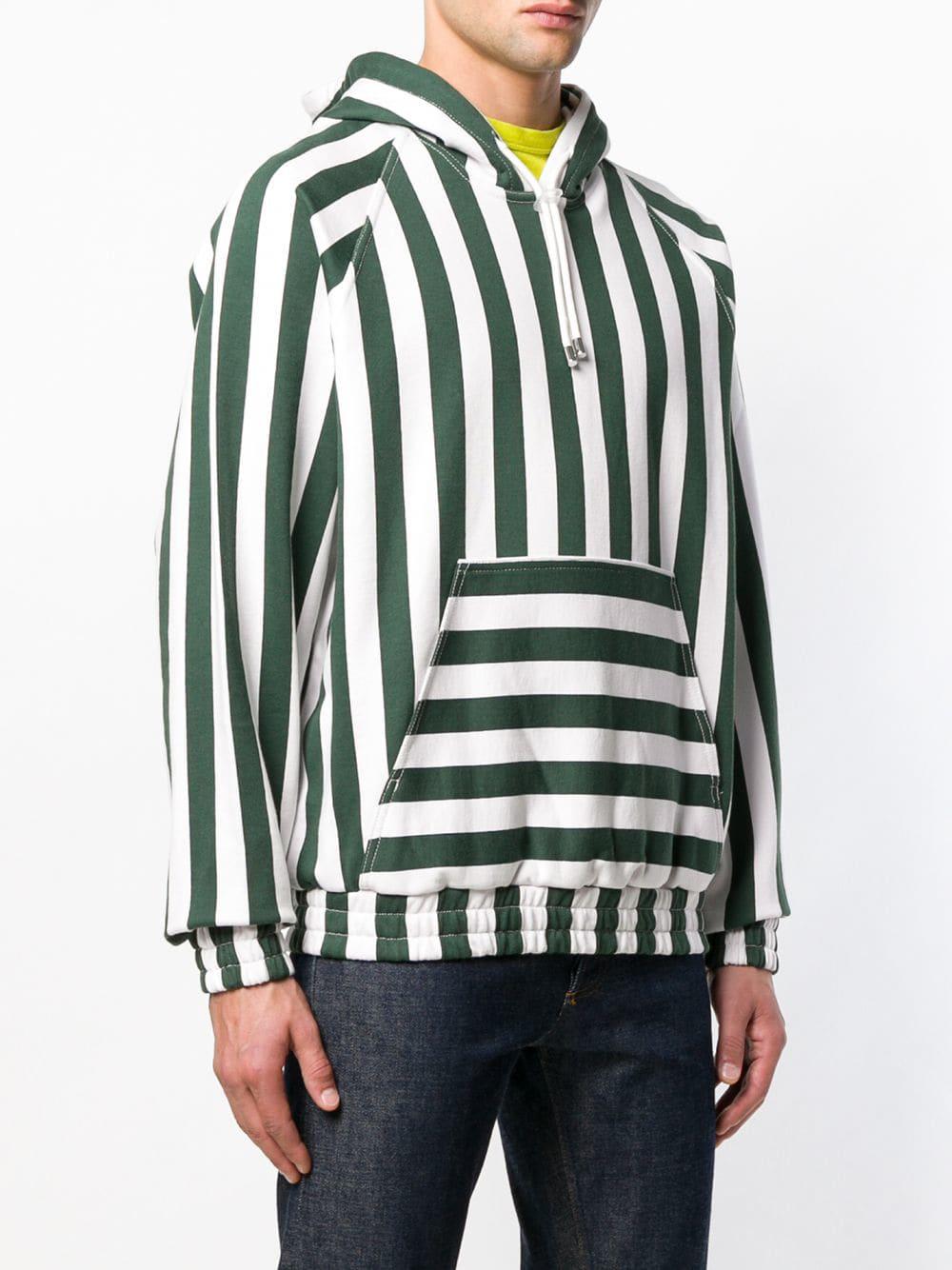 green and white striped hoodie