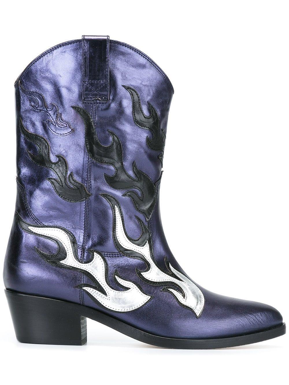 Chiara Ferragni Flame Western Boots in Blue | Lyst
