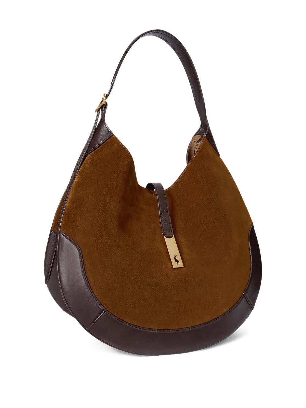 ポロ ラルフローレン ハーフムーン レザーバッグ ブラウン Polo Ralph Lauren Polo Id Leather Half-Moon Shoulder Bag in Brown
