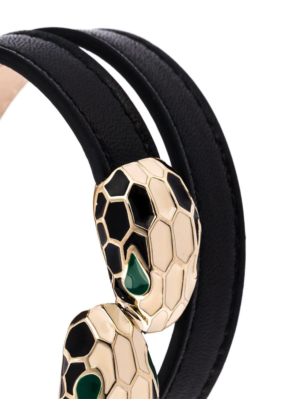BVLGARI Leather Serpenti Forever Bracelet in Black Lyst