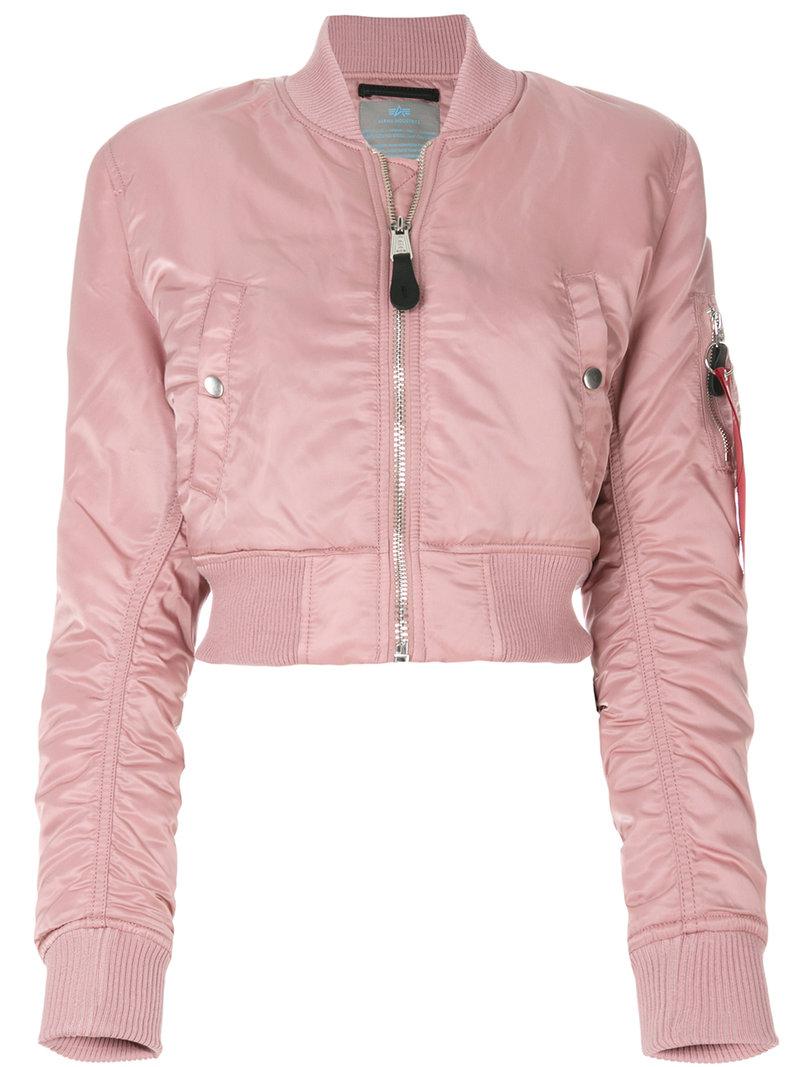 Alpha Industries Synthetic Cropped Bomber Jacket in Pink & Purple (Pink) |  Lyst