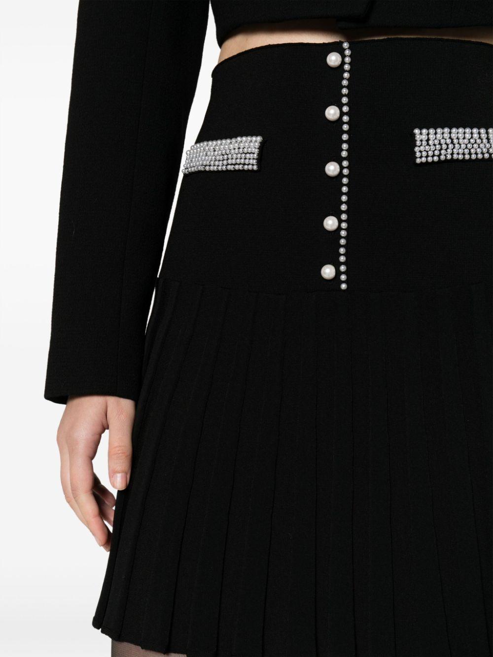 Sandro Pearl-Embellished Knitted Pleated Skirt in Black Lyst