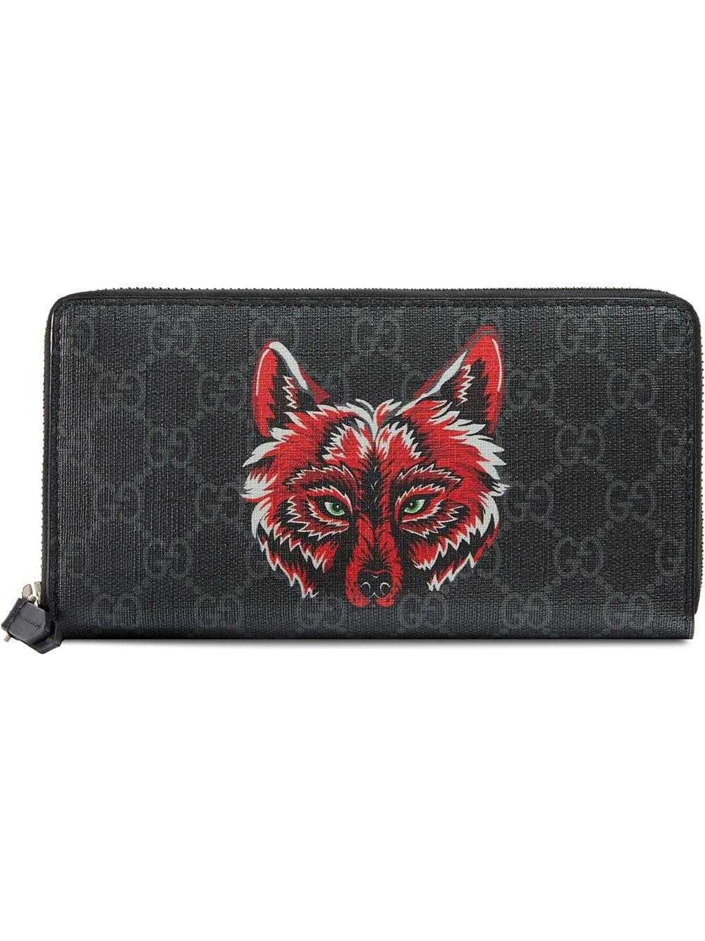 Gucci Fox Print Wallet in Black for Men | Lyst