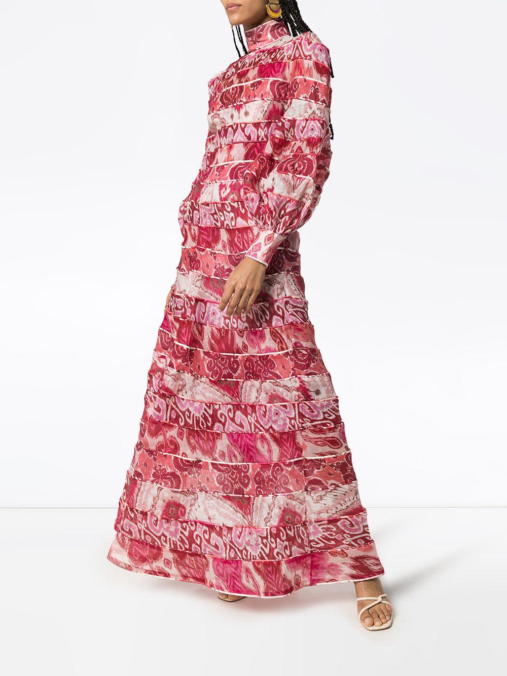 Zimmermann Linen Ikat Print Maxi Dress in Pink | Lyst