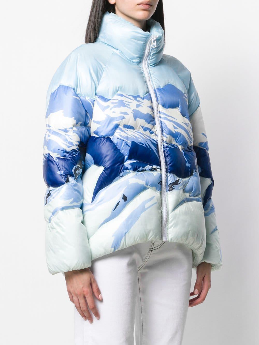 Pinko Mountain-print Shell Puffer Jacket in Blue | Lyst