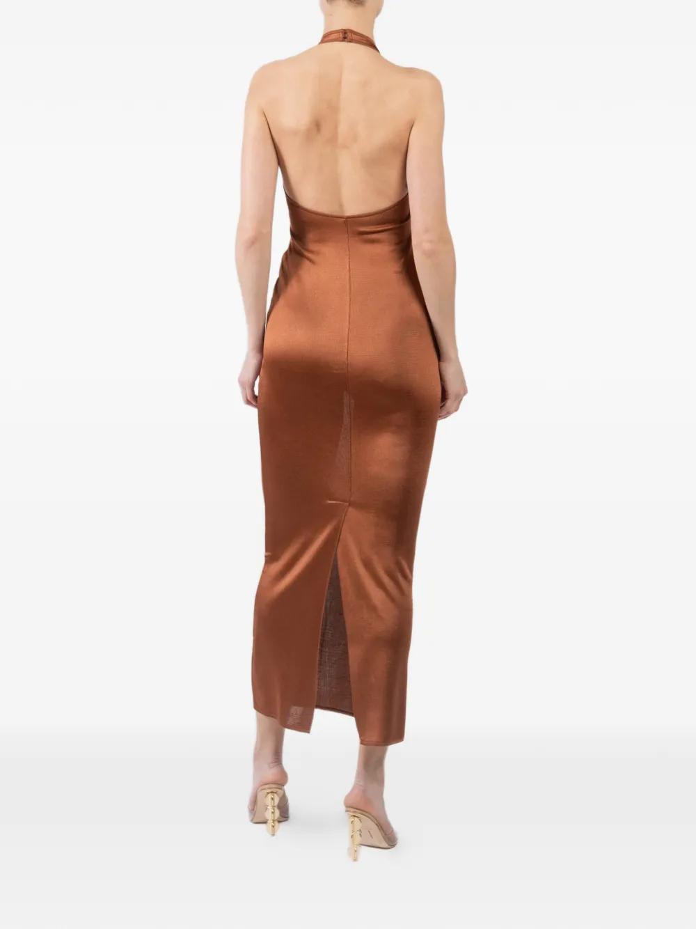 LA GALPA Aziza Halterneck Maxi Dress in Orange | Lyst