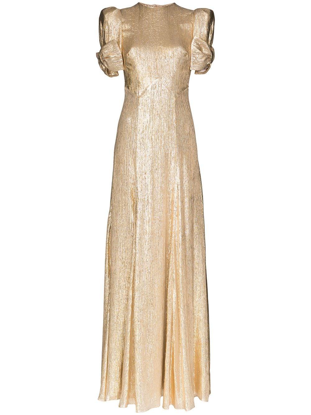 The Vampire's Wife Gold The American Chevron Silk Lam Gown in Metallic | Lyst The Vampire's Wife Gold The American Chevron Silk Lam Gown in Metallic | Lyst