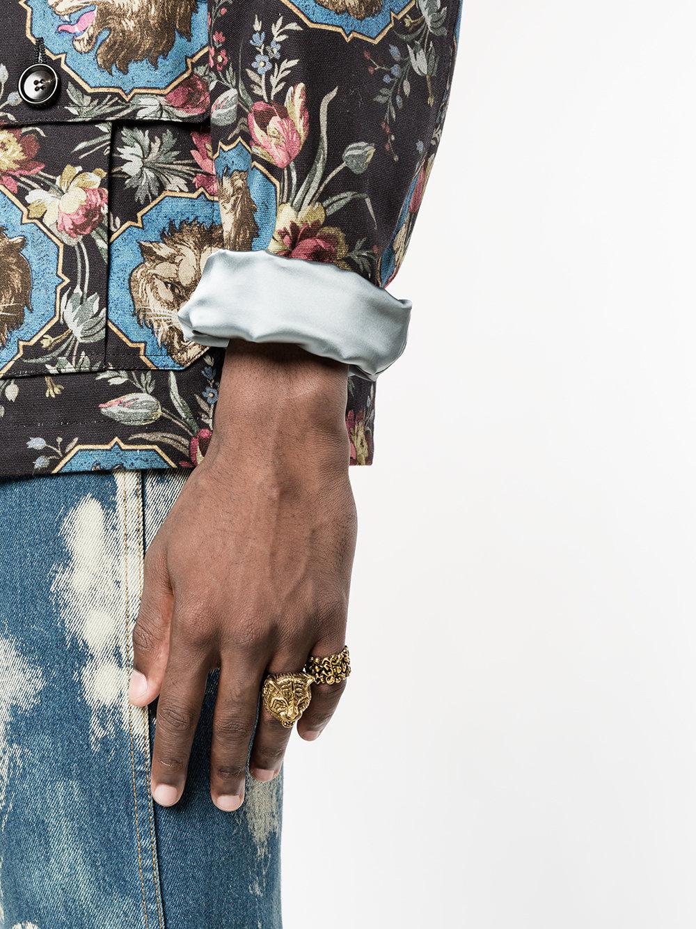 Gucci Lion Mane Ring in Metallic for Men | Lyst