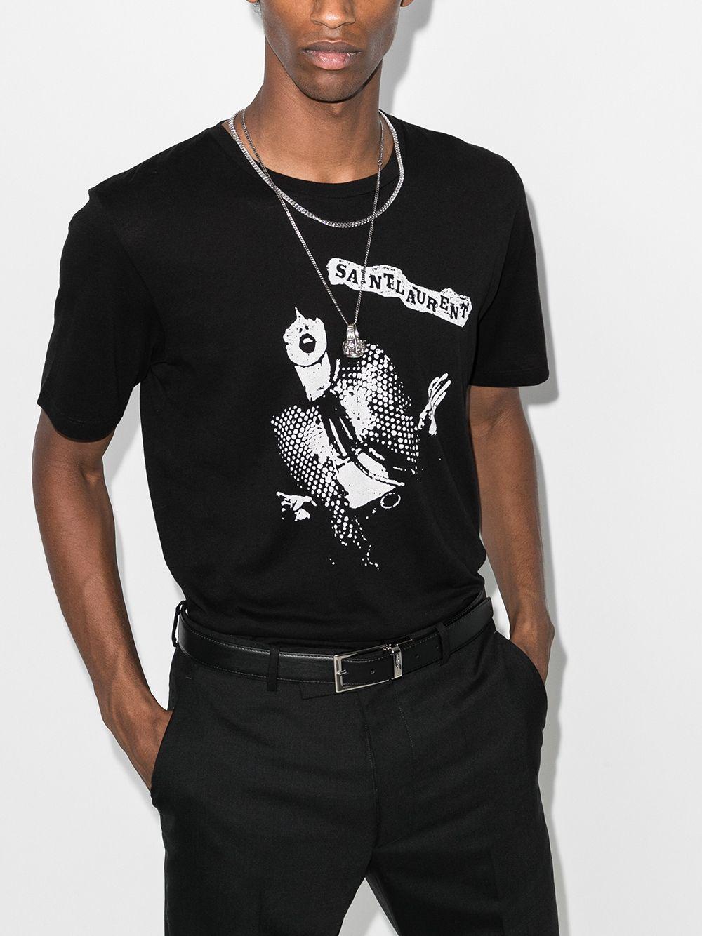 Saint Laurent Rock Icon Print T-shirt Black for Men Lyst