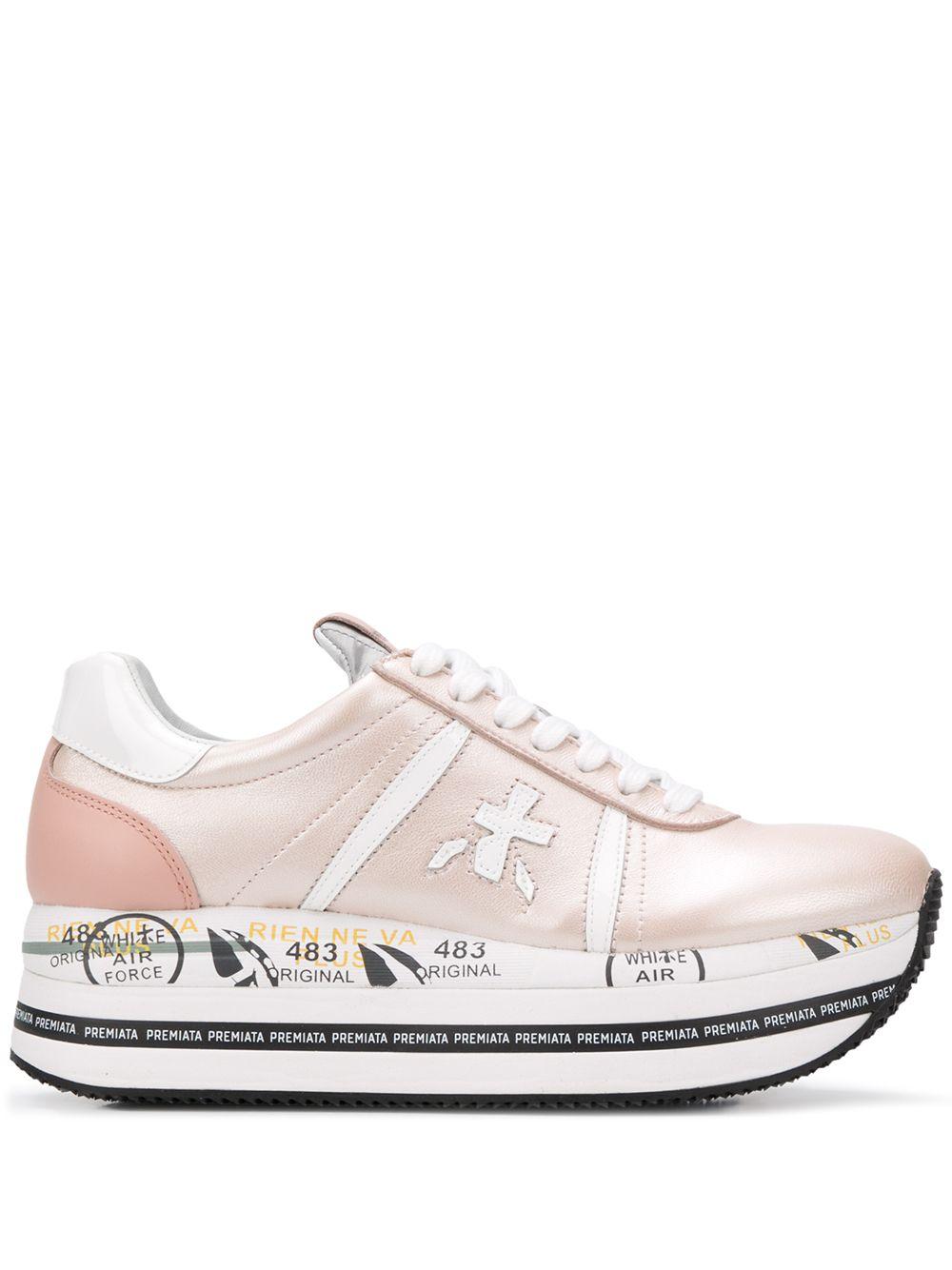 SNEAKERS PREMIATA BETH ROSA IN PELLE CON INSERTI IN VERNICE