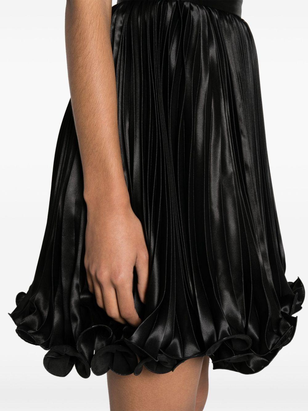 Balmain Pleated Satin Mini Skirt in Black Lyst UK