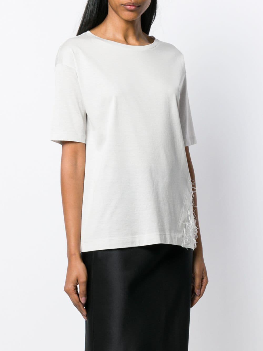 Fabiana Filippi Cotton Mesh Panel T-shirt in Grey (Gray) - Lyst