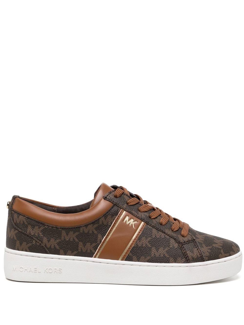 Michael Kors Juno Striped Lace up Trainers in Brown Lyst