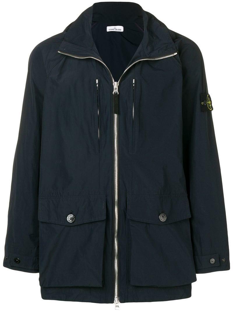 Stone Island Synthetic Micro Rep Hooded Jacket in Blue for Men - Lyst