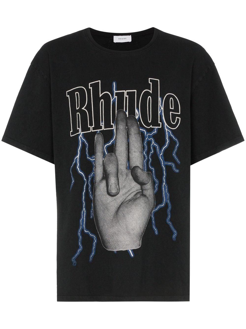 Rhude Shoker Hand-print T-shirt in Black for Men | Lyst